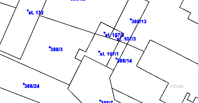 Parcela st. 107/1 v KÚ Trnov, Katastrální mapa