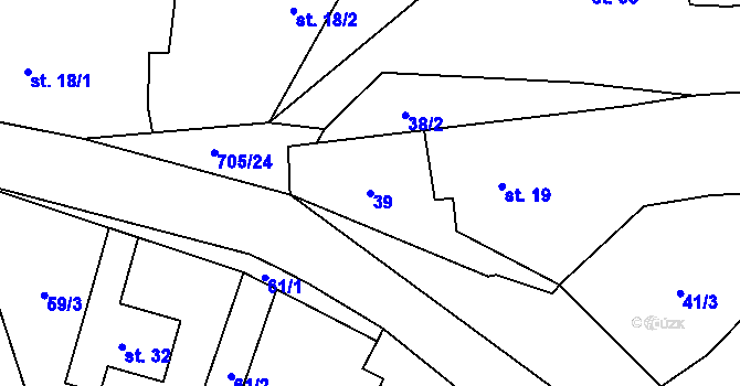 Parcela st. 39 v KÚ Trnov, Katastrální mapa