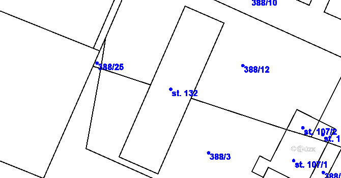 Parcela st. 132 v KÚ Trnov, Katastrální mapa