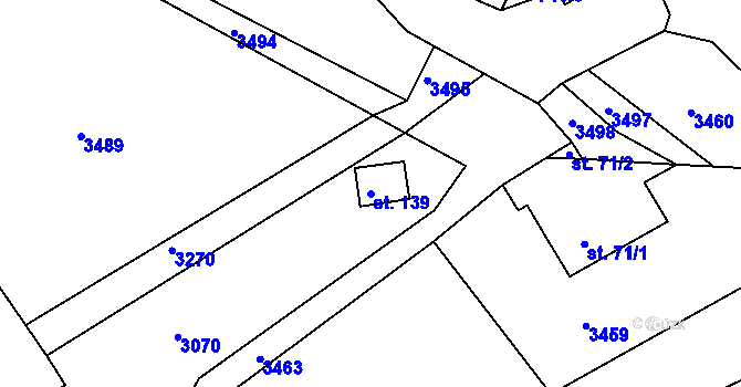 Parcela st. 139 v KÚ Trnov, Katastrální mapa