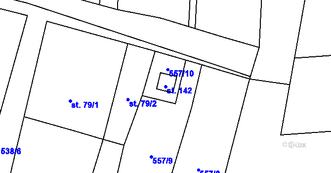 Parcela st. 142 v KÚ Trnov, Katastrální mapa