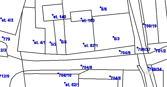 Parcela st. 82/1 v KÚ Trnov, Katastrální mapa