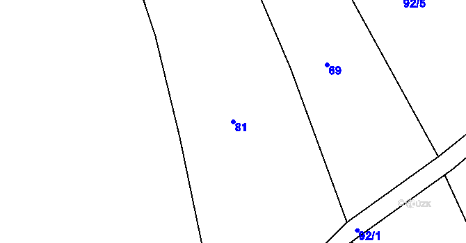 Parcela st. 81 v KÚ Záhornice, Katastrální mapa