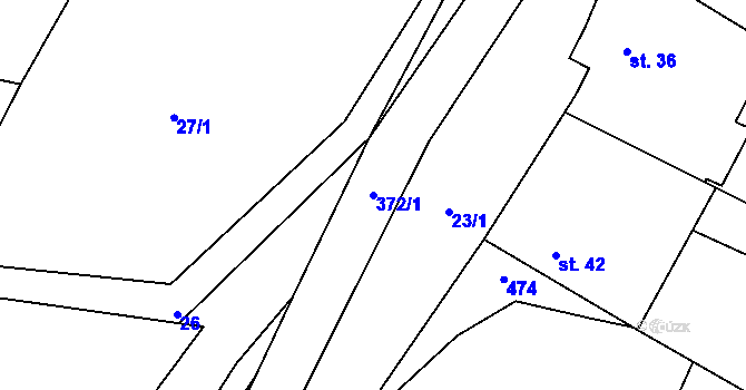 Parcela st. 372/1 v KÚ Trnová u Katusic, Katastrální mapa