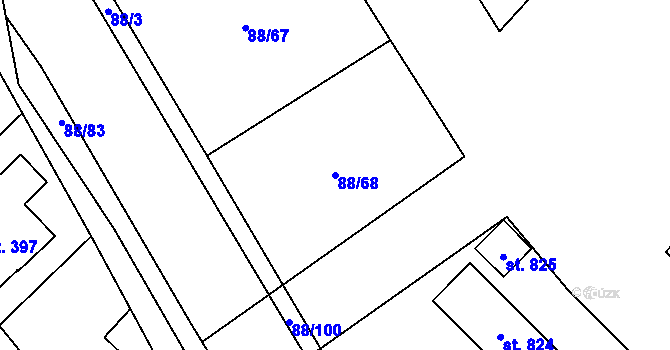 Parcela st. 88/68 v KÚ Trnová u Plzně, Katastrální mapa