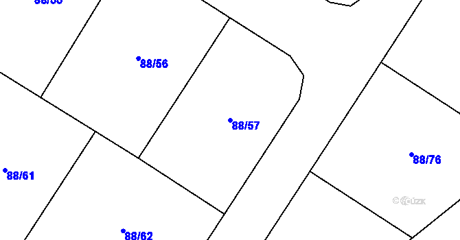 Parcela st. 88/57 v KÚ Trnová u Plzně, Katastrální mapa