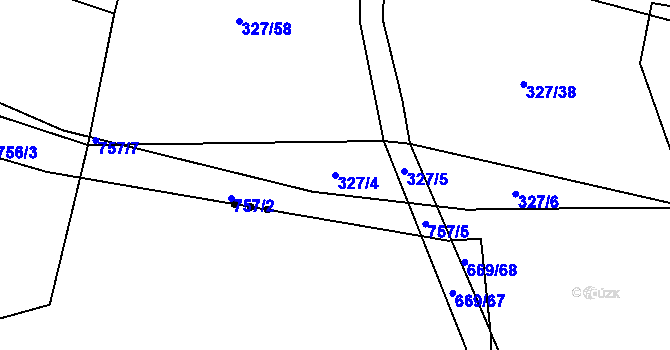 Parcela st. 327/4 v KÚ Trnová u Plzně, Katastrální mapa