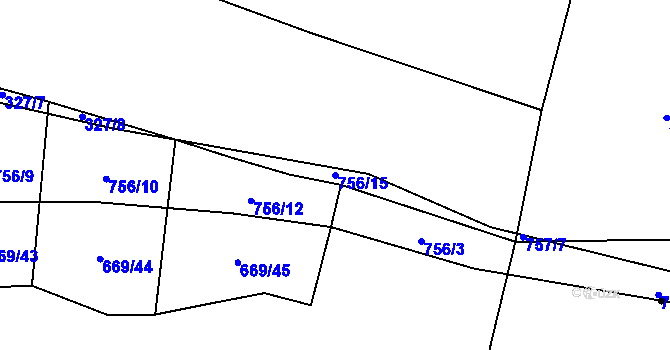 Parcela st. 756/15 v KÚ Trnová u Plzně, Katastrální mapa