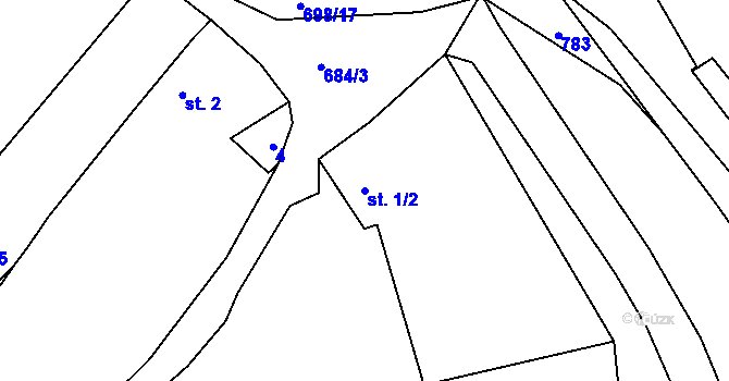Parcela st. 1/2 v KÚ Trnová u Plzně, Katastrální mapa