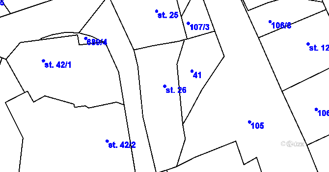 Parcela st. 26 v KÚ Trnová u Plzně, Katastrální mapa