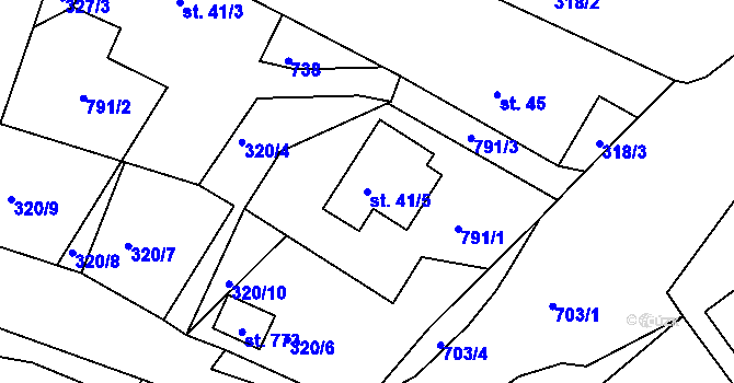 Parcela st. 41/5 v KÚ Trnová u Plzně, Katastrální mapa