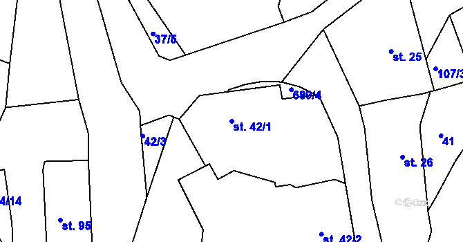 Parcela st. 42/1 v KÚ Trnová u Plzně, Katastrální mapa