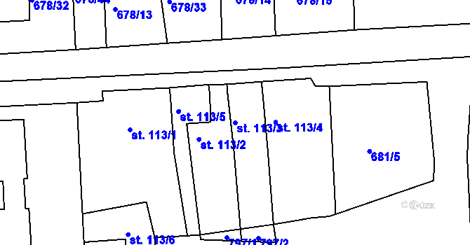 Parcela st. 113/3 v KÚ Trnová u Plzně, Katastrální mapa
