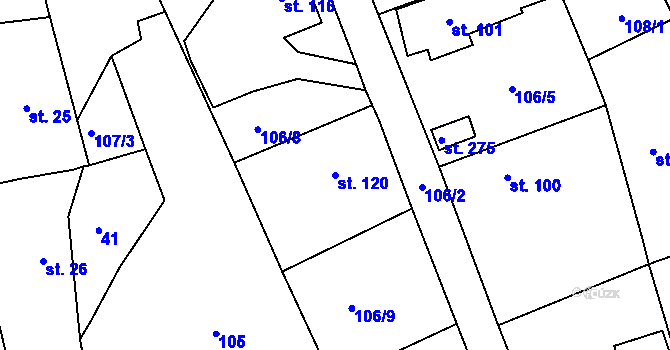 Parcela st. 120 v KÚ Trnová u Plzně, Katastrální mapa