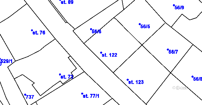 Parcela st. 122 v KÚ Trnová u Plzně, Katastrální mapa