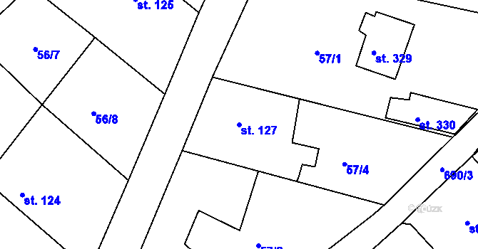 Parcela st. 127 v KÚ Trnová u Plzně, Katastrální mapa