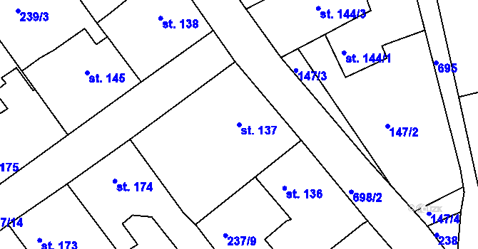 Parcela st. 137 v KÚ Trnová u Plzně, Katastrální mapa