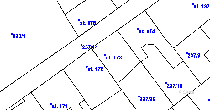 Parcela st. 173 v KÚ Trnová u Plzně, Katastrální mapa