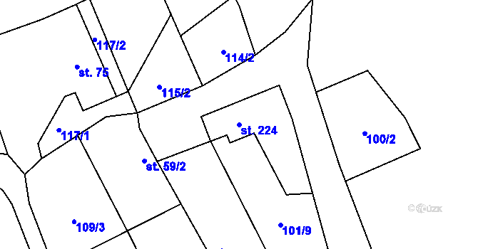Parcela st. 224 v KÚ Trnová u Plzně, Katastrální mapa