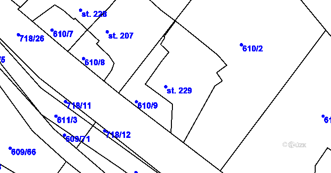 Parcela st. 229 v KÚ Trnová u Plzně, Katastrální mapa