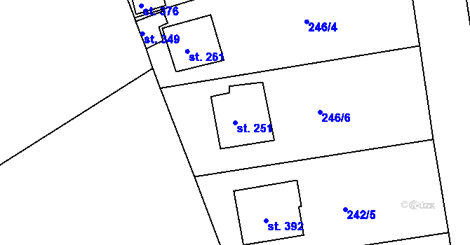 Parcela st. 251 v KÚ Trnová u Plzně, Katastrální mapa