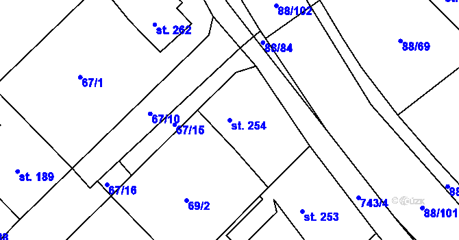 Parcela st. 254 v KÚ Trnová u Plzně, Katastrální mapa
