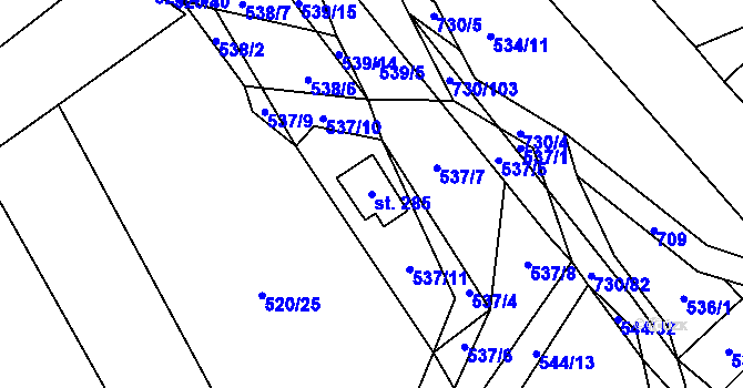 Parcela st. 285 v KÚ Trnová u Plzně, Katastrální mapa