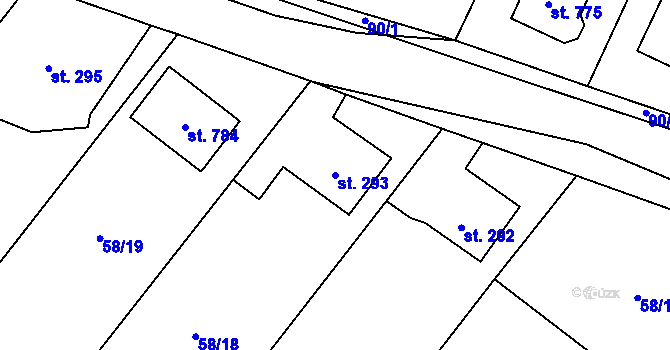 Parcela st. 293 v KÚ Trnová u Plzně, Katastrální mapa