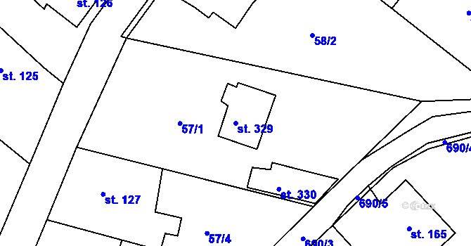 Parcela st. 329 v KÚ Trnová u Plzně, Katastrální mapa