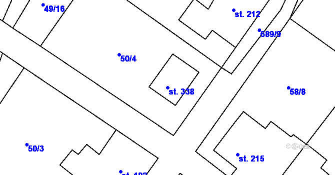 Parcela st. 338 v KÚ Trnová u Plzně, Katastrální mapa