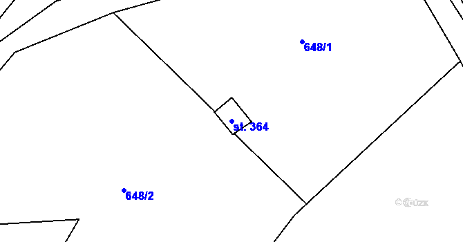 Parcela st. 364 v KÚ Trnová u Plzně, Katastrální mapa