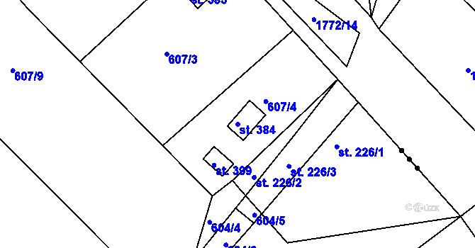Parcela st. 384 v KÚ Trnová u Plzně, Katastrální mapa