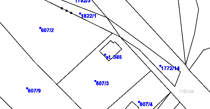 Parcela st. 385 v KÚ Trnová u Plzně, Katastrální mapa
