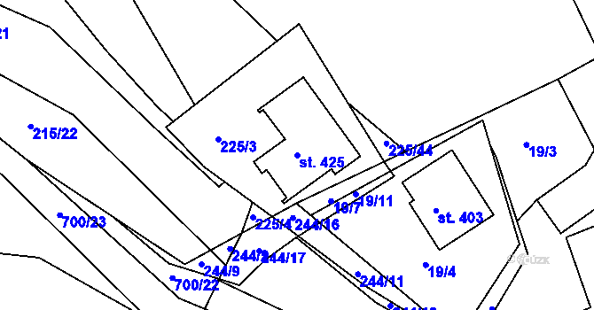 Parcela st. 425 v KÚ Trnová u Plzně, Katastrální mapa