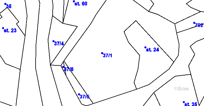 Parcela st. 37/1 v KÚ Trnová u Plzně, Katastrální mapa