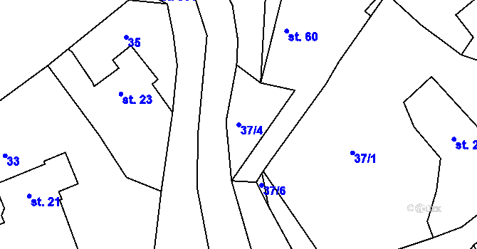 Parcela st. 37/4 v KÚ Trnová u Plzně, Katastrální mapa