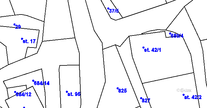 Parcela st. 42/3 v KÚ Trnová u Plzně, Katastrální mapa