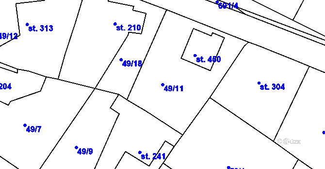 Parcela st. 49/11 v KÚ Trnová u Plzně, Katastrální mapa
