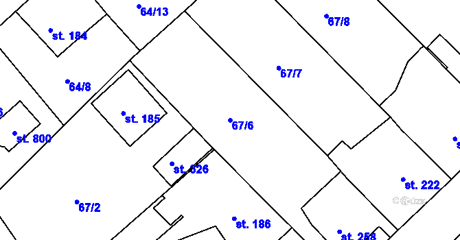 Parcela st. 67/6 v KÚ Trnová u Plzně, Katastrální mapa