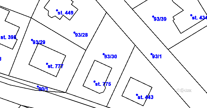 Parcela st. 93/30 v KÚ Trnová u Plzně, Katastrální mapa