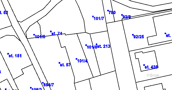 Parcela st. 101/8 v KÚ Trnová u Plzně, Katastrální mapa