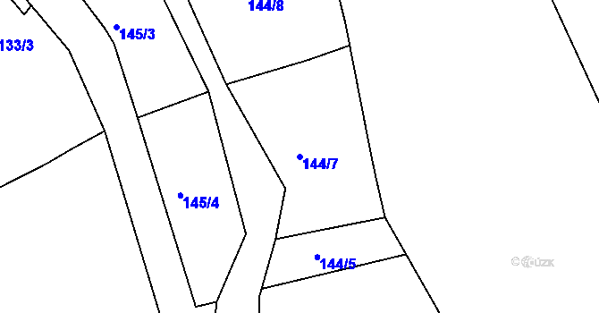 Parcela st. 144/7 v KÚ Trnová u Plzně, Katastrální mapa