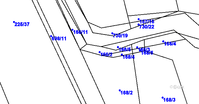 Parcela st. 166/2 v KÚ Trnová u Plzně, Katastrální mapa
