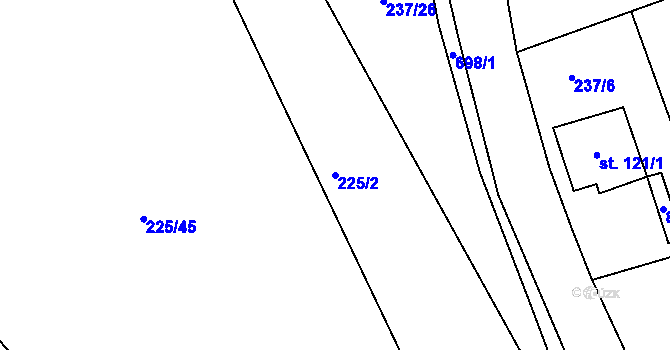 Parcela st. 225/2 v KÚ Trnová u Plzně, Katastrální mapa