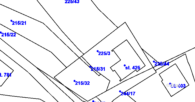 Parcela st. 225/3 v KÚ Trnová u Plzně, Katastrální mapa