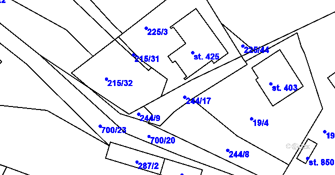 Parcela st. 225/4 v KÚ Trnová u Plzně, Katastrální mapa
