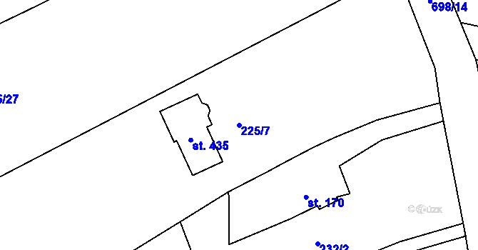 Parcela st. 225/7 v KÚ Trnová u Plzně, Katastrální mapa