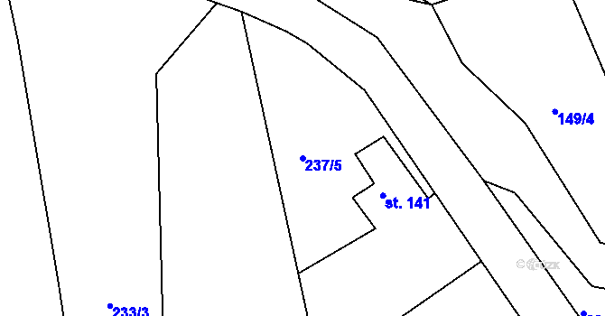 Parcela st. 237/5 v KÚ Trnová u Plzně, Katastrální mapa