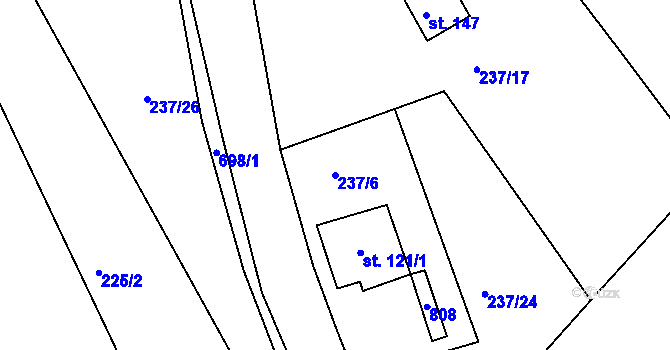Parcela st. 237/6 v KÚ Trnová u Plzně, Katastrální mapa