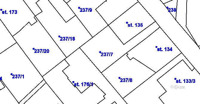 Parcela st. 237/7 v KÚ Trnová u Plzně, Katastrální mapa